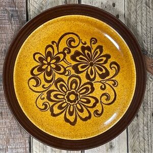 Homer Laughlin Deco Stone Plate Andre Ponche Gold Glade 10” Yellow Brown Dish